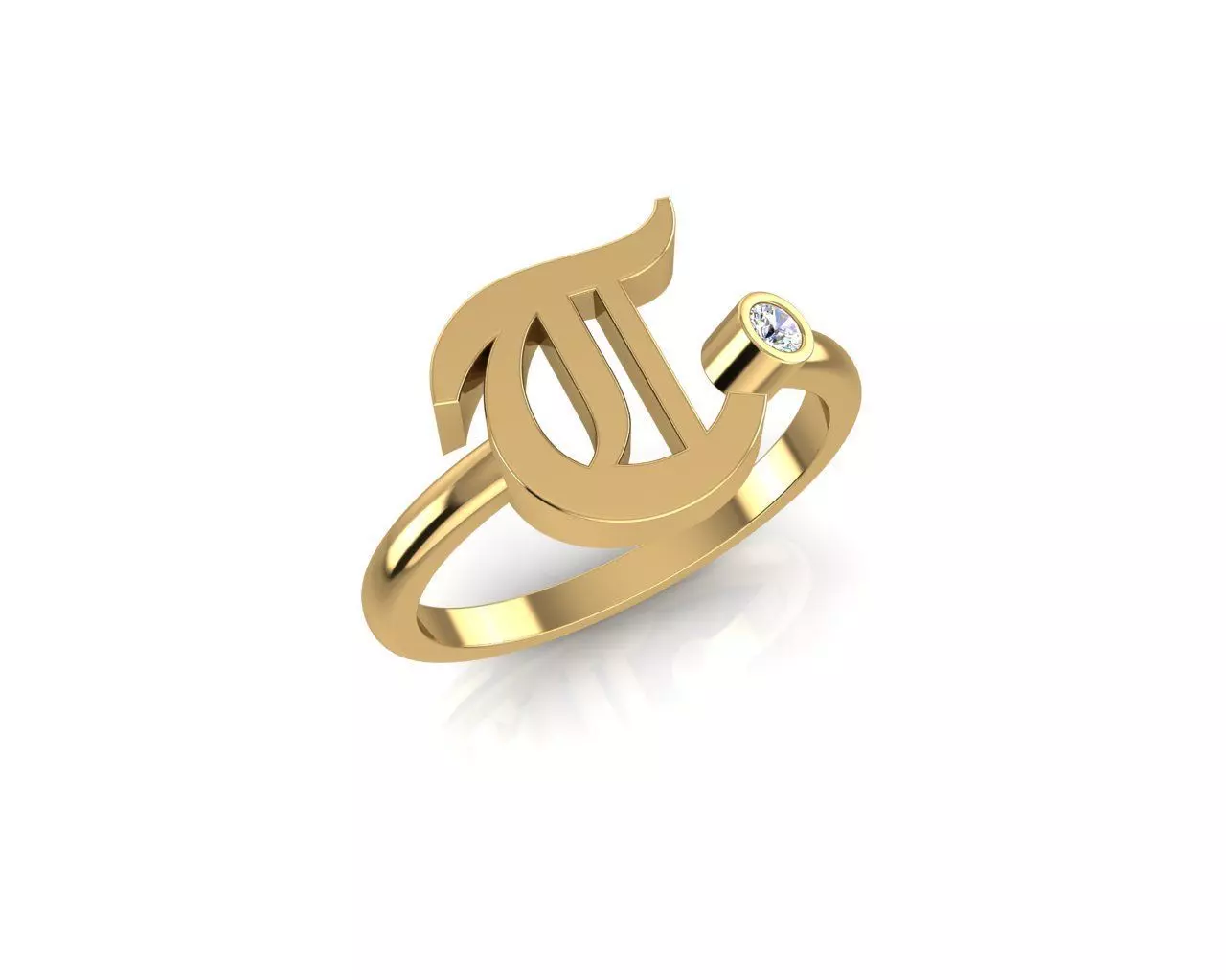 - Old English font ring T 3D print model_0