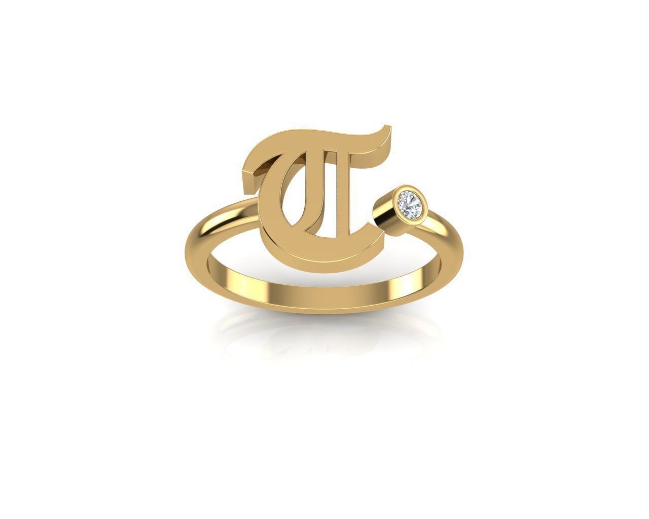 - Old English font ring T 3D print model_1