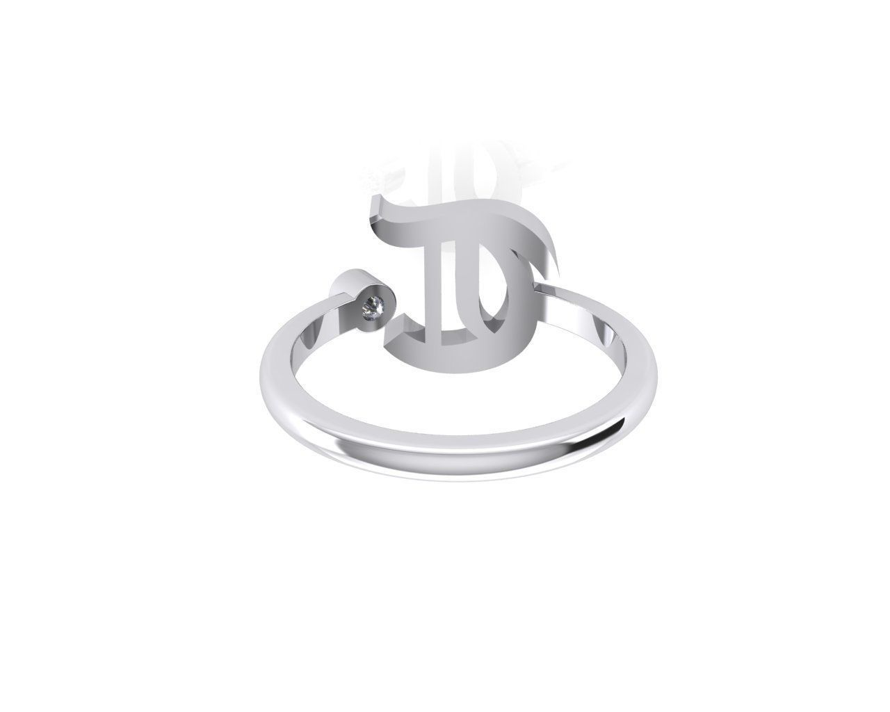 - Old English font ring T 3D print model_5