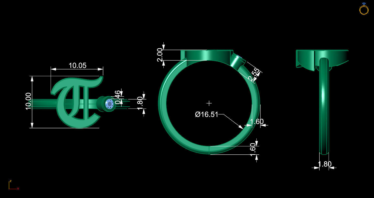 - Old English font ring T 3D print model_11