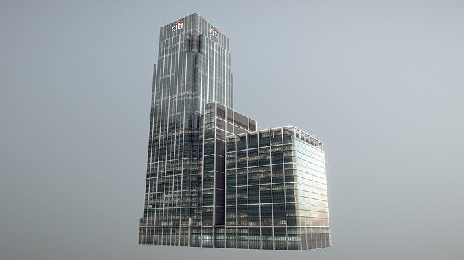 London 25 Canada Square 33 Canada Square Low-poly 3D model 3