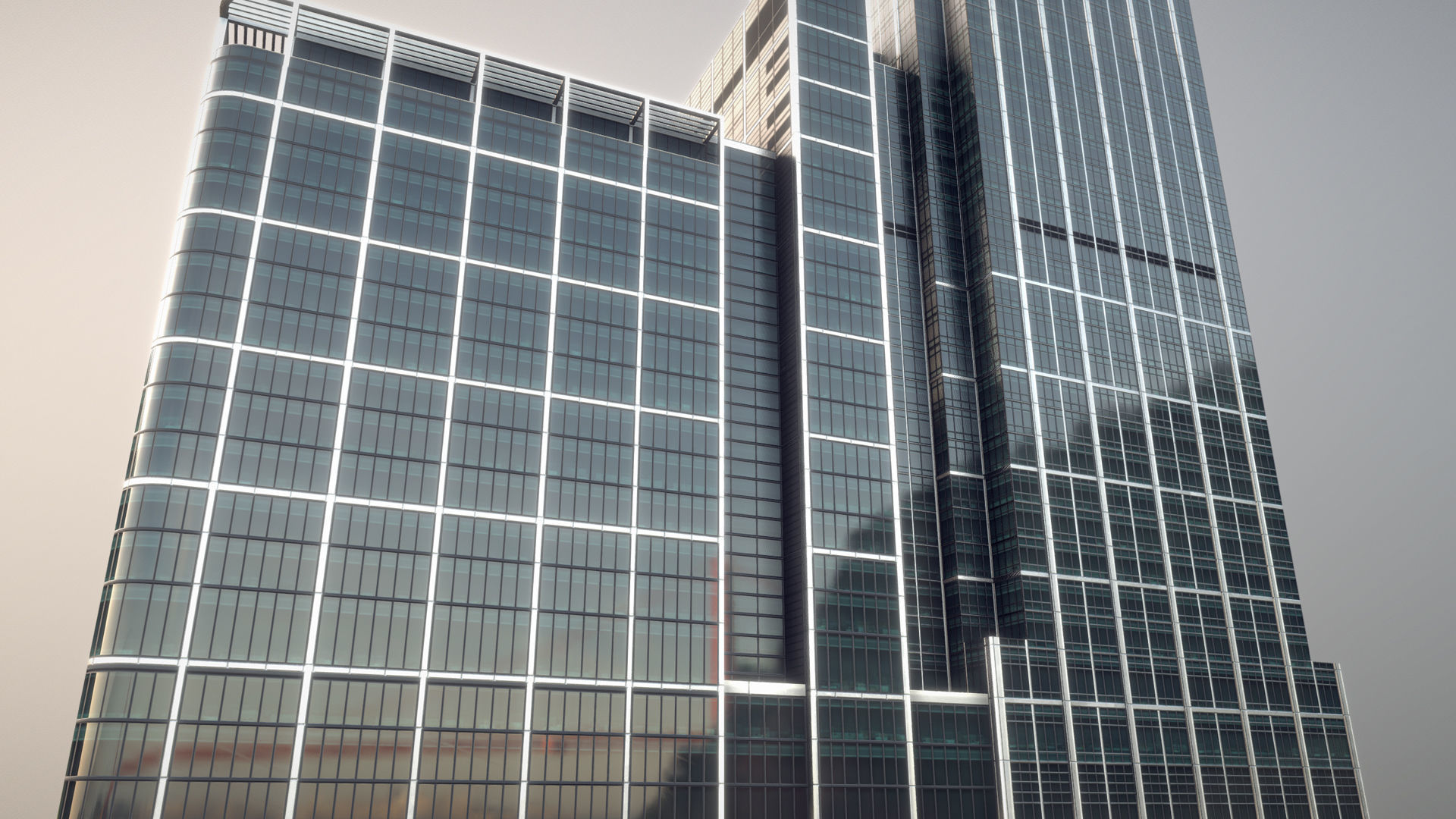 London 25 Canada Square 33 Canada Square Low-poly 3D model_10