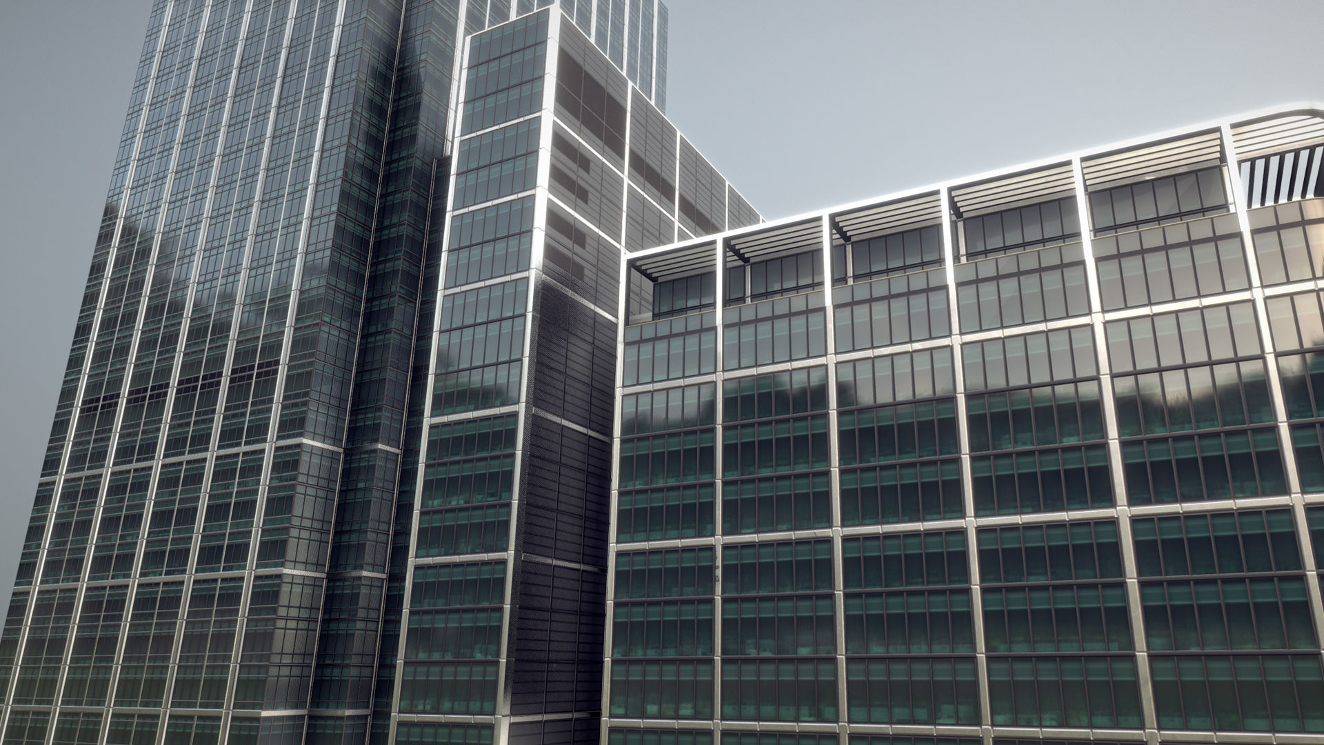 London 25 Canada Square 33 Canada Square Low-poly 3D model_9