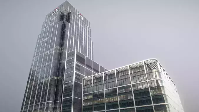 London 25 Canada Square 33 Canada Square Low-poly 3D model