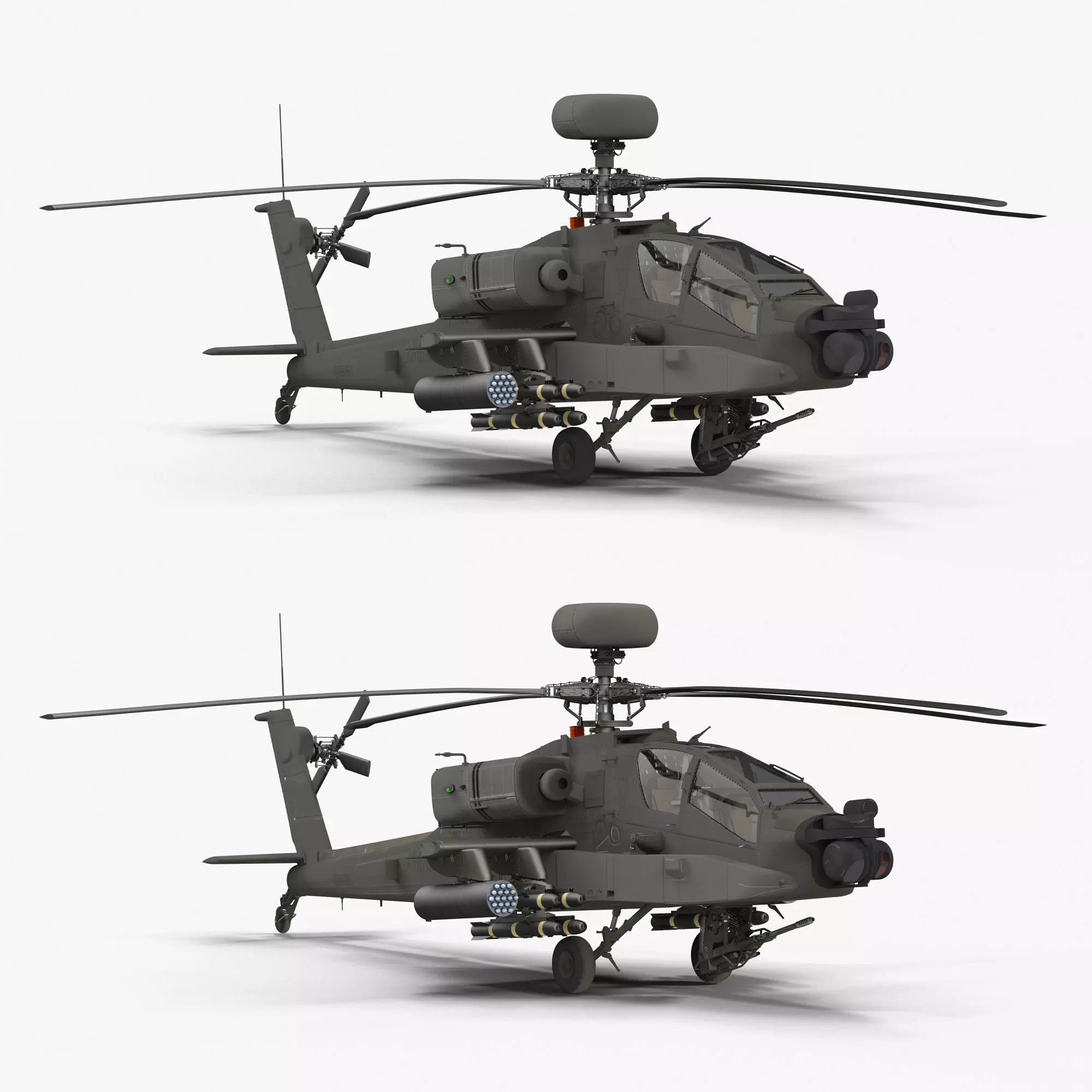 AH64E Apache Longbow Helicopter Green 2 in 1 3D Model Collection_0