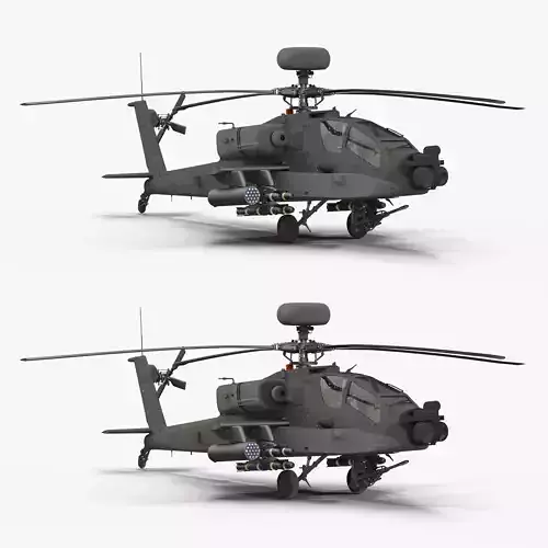 AH64E Apache Longbow Helicopter Green 2 in 1 3D Model Collection