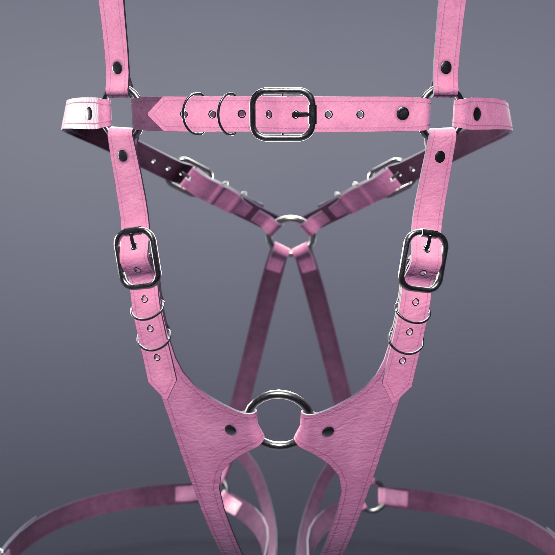 Five leather portupeya harness bondage set Low-poly 3D model_17