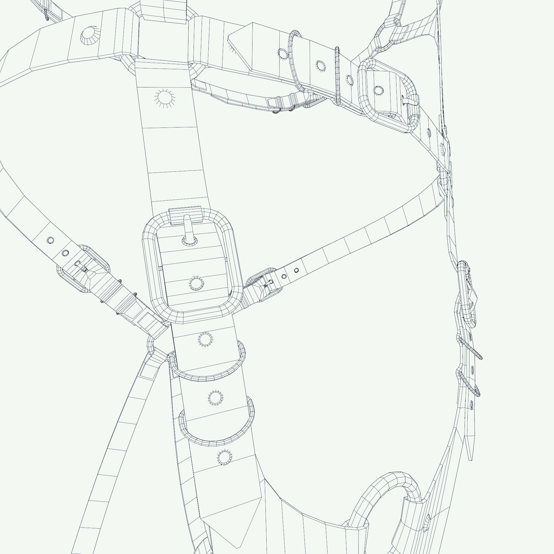 Five leather portupeya harness bondage set Low-poly 3D model_22