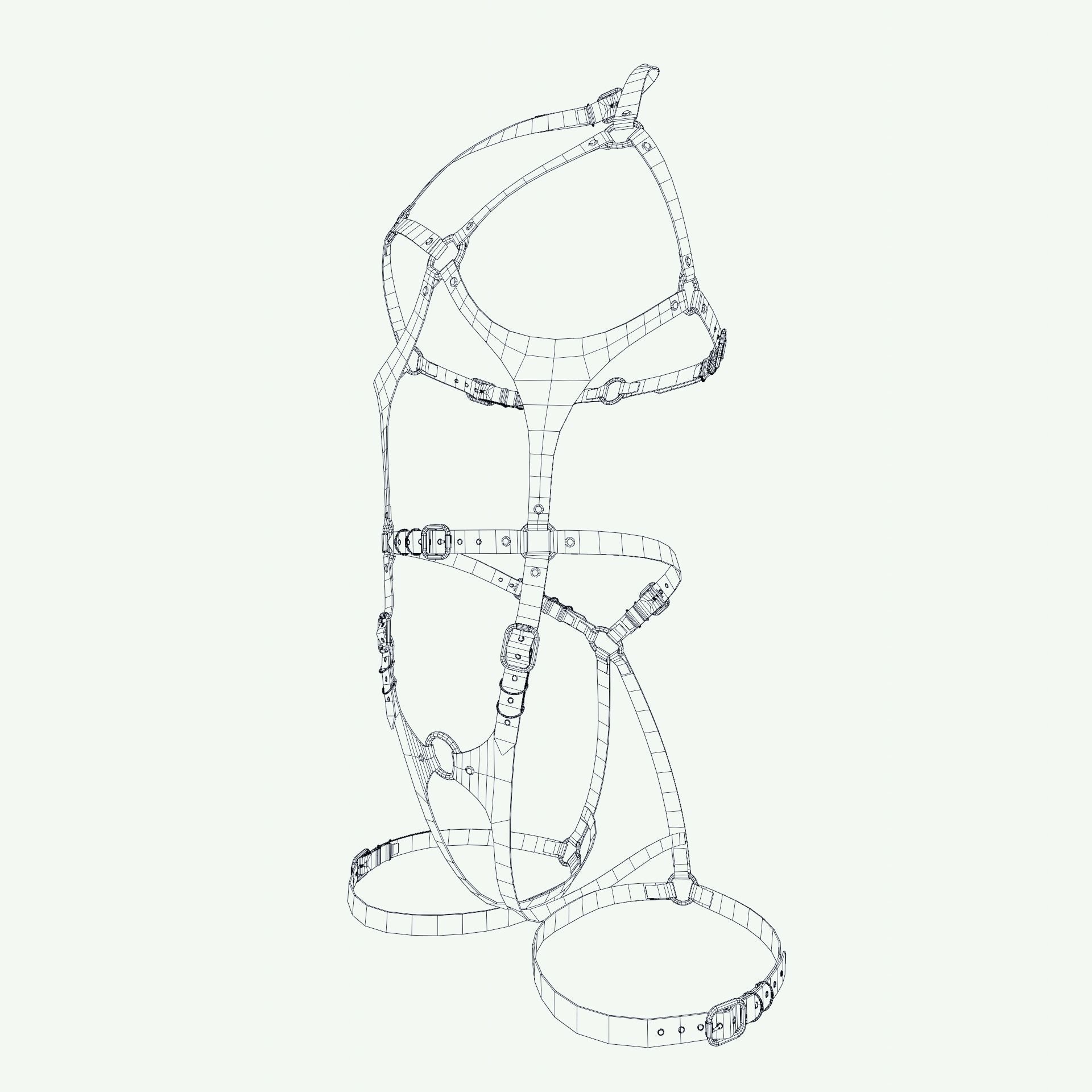 Five leather portupeya harness bondage set Low-poly 3D model_19