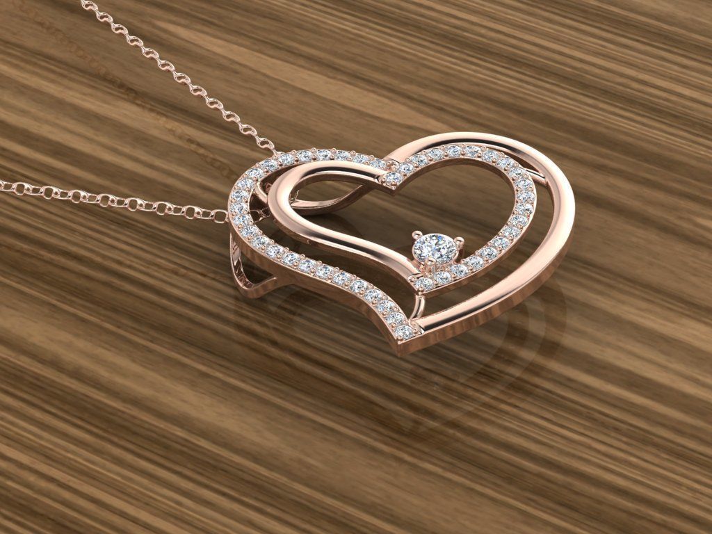 Jewelry Heart Pendant 3D print model_4