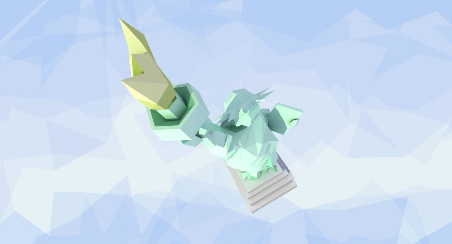 Statue of Liberty Low Poly Art Style Low-poly 3D model_10