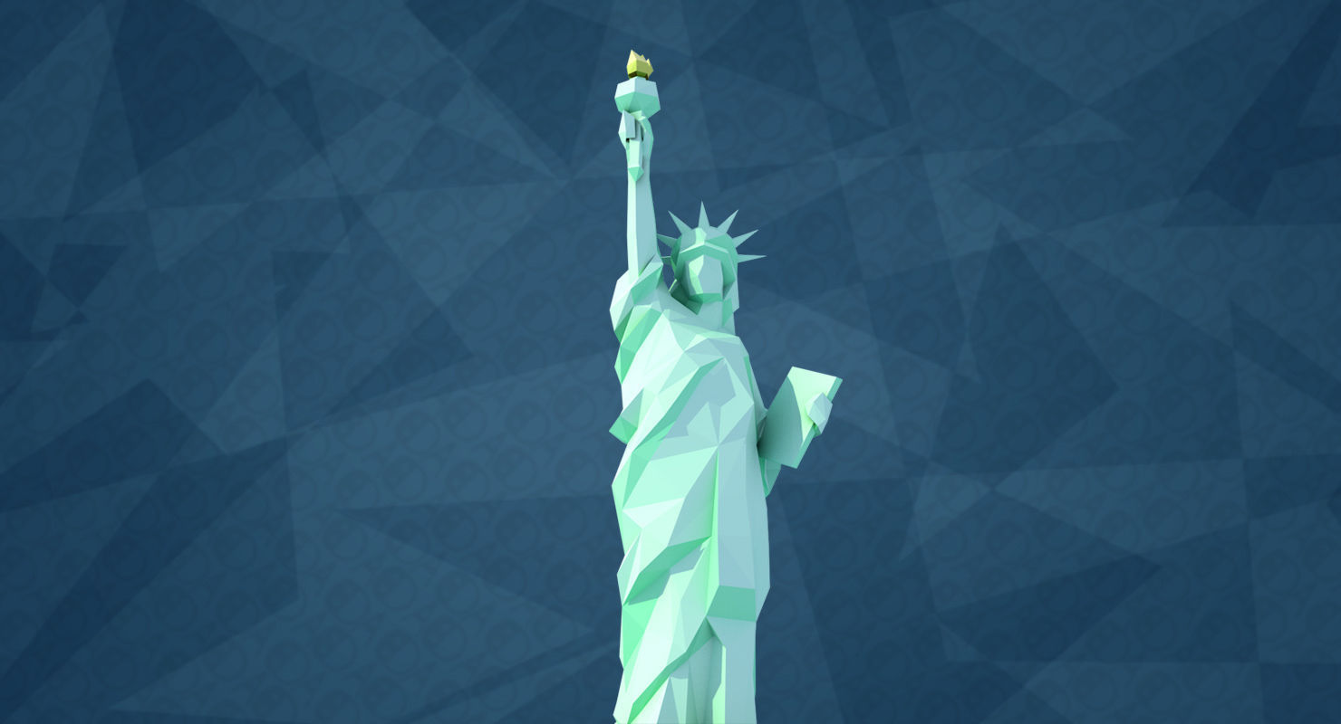 Statue of Liberty Low Poly Art Style Low-poly 3D model_2