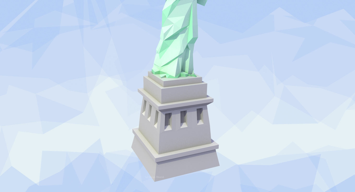 Statue of Liberty Low Poly Art Style Low-poly 3D model_6