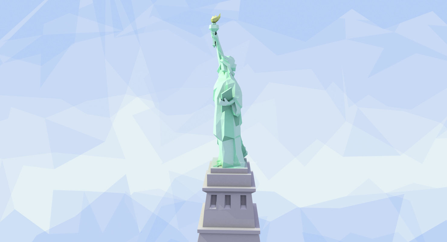 Statue of Liberty Low Poly Art Style Low-poly 3D model_8