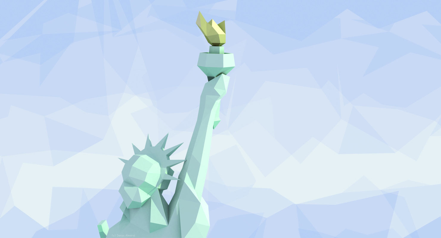 Statue of Liberty Low Poly Art Style Low-poly 3D model_5