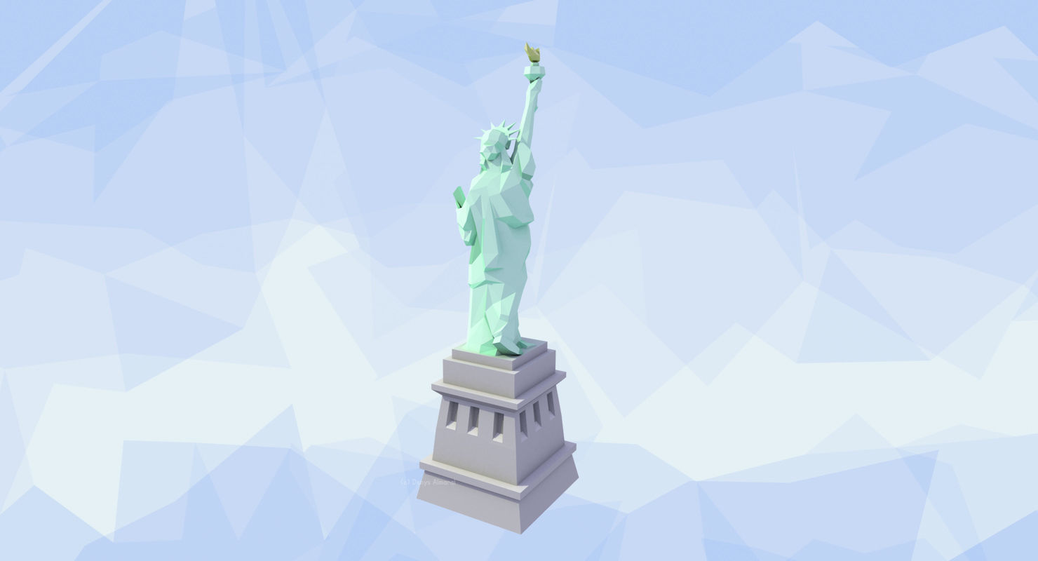 Statue of Liberty Low Poly Art Style Low-poly 3D model_7