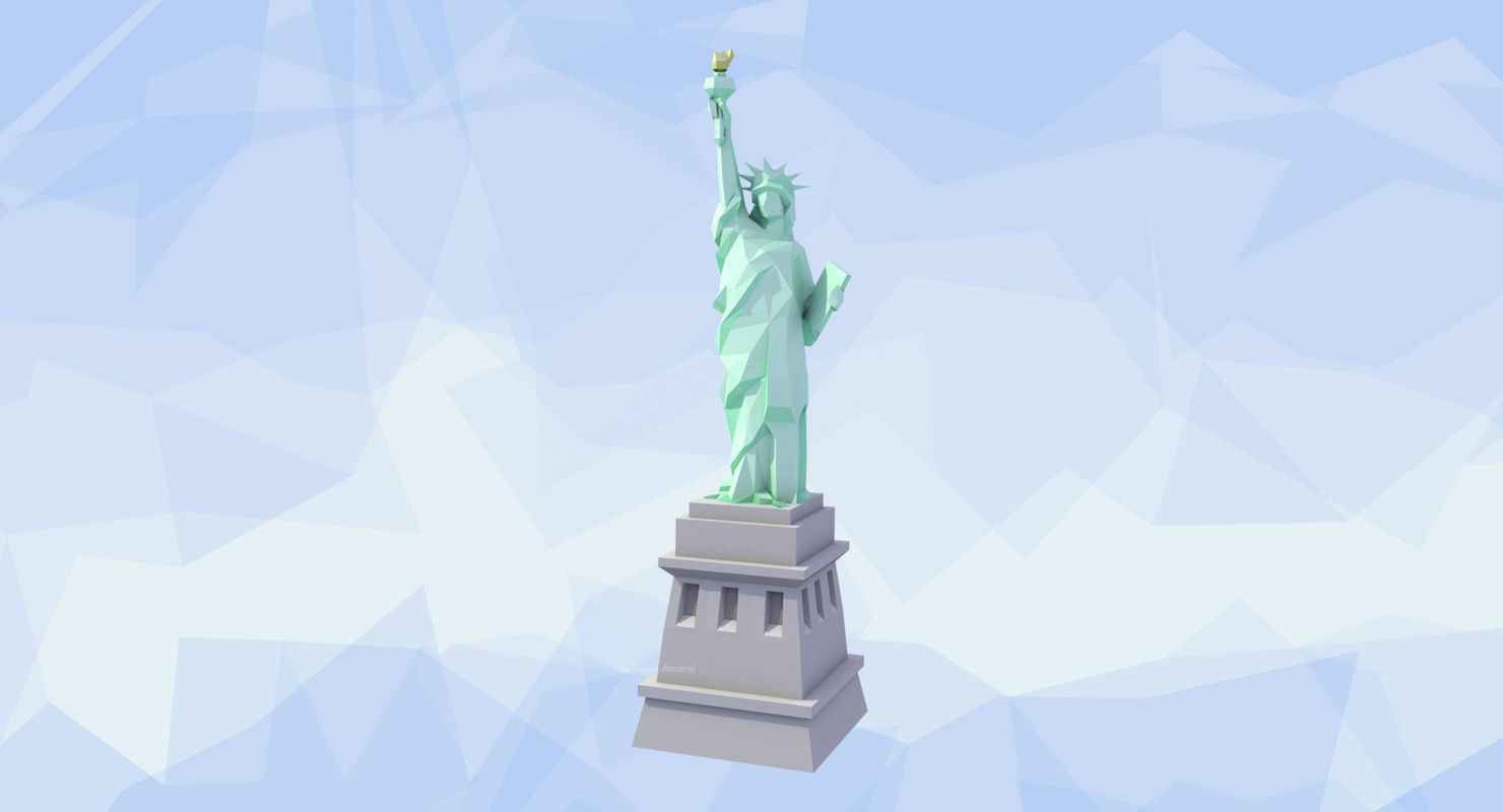 Statue of Liberty Low Poly Art Style Low-poly 3D model_4