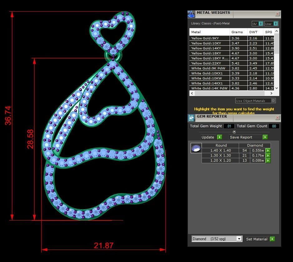 Jewelry Hearts Pendant 3D print model_1
