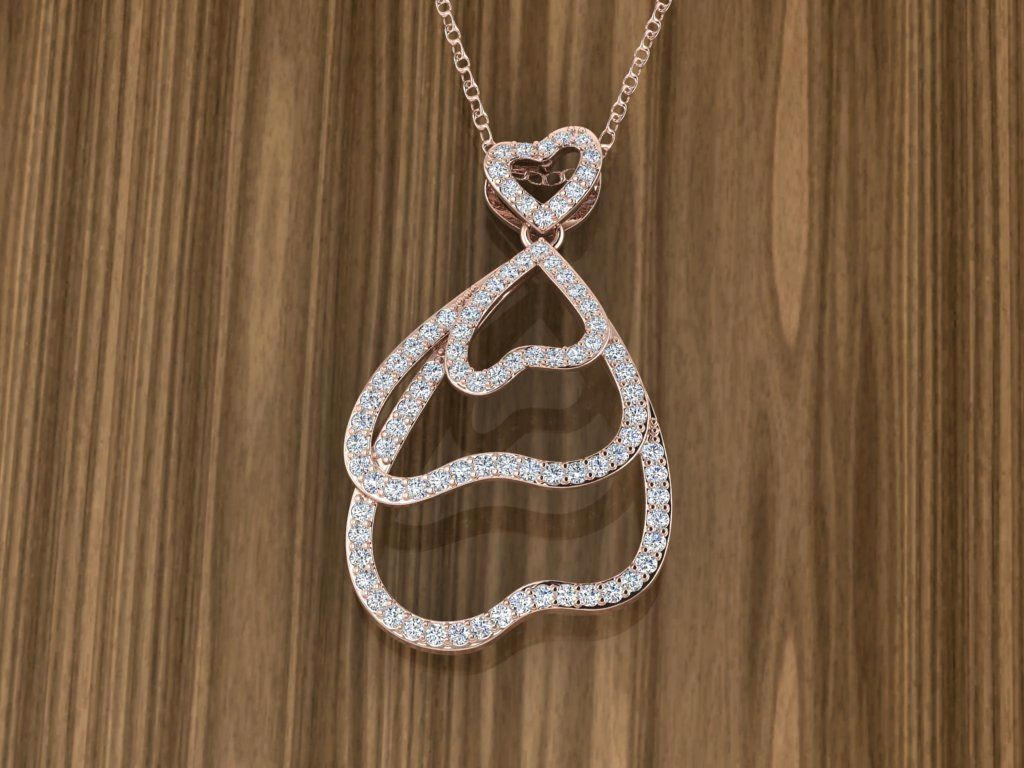 Jewelry Hearts Pendant 3D print model_2