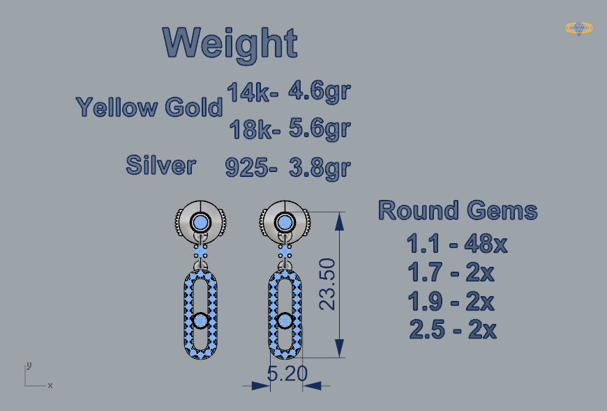 Messika Earrings 3D print model_3