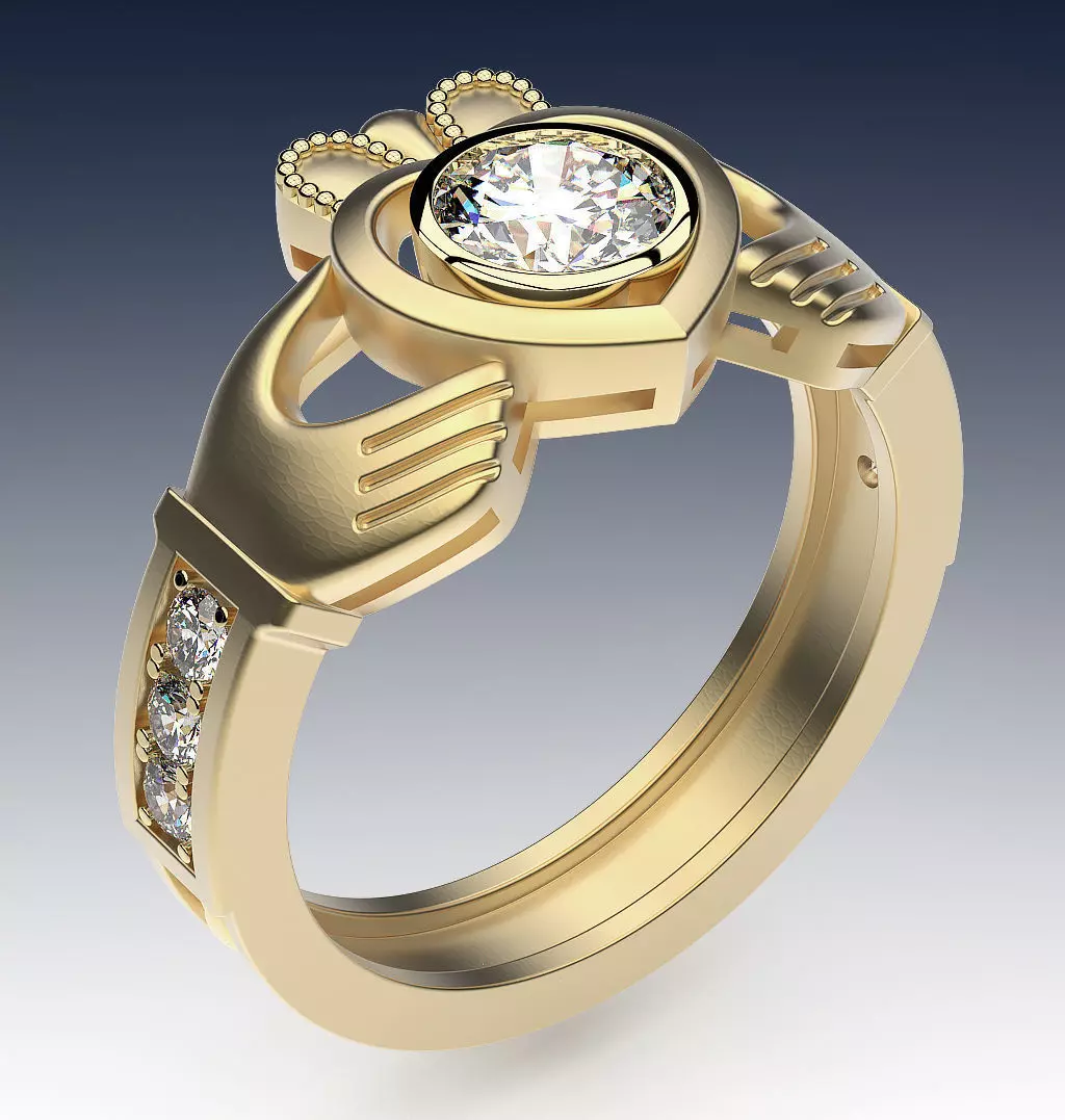 Ring Claddagh Flat 3D print model_0