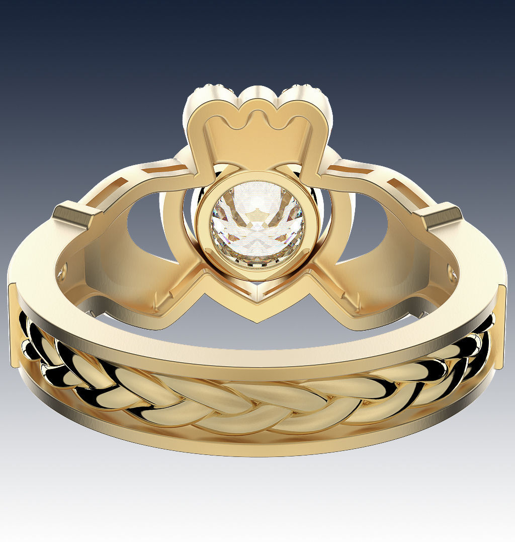 Ring Claddagh Flat 3D print model_3