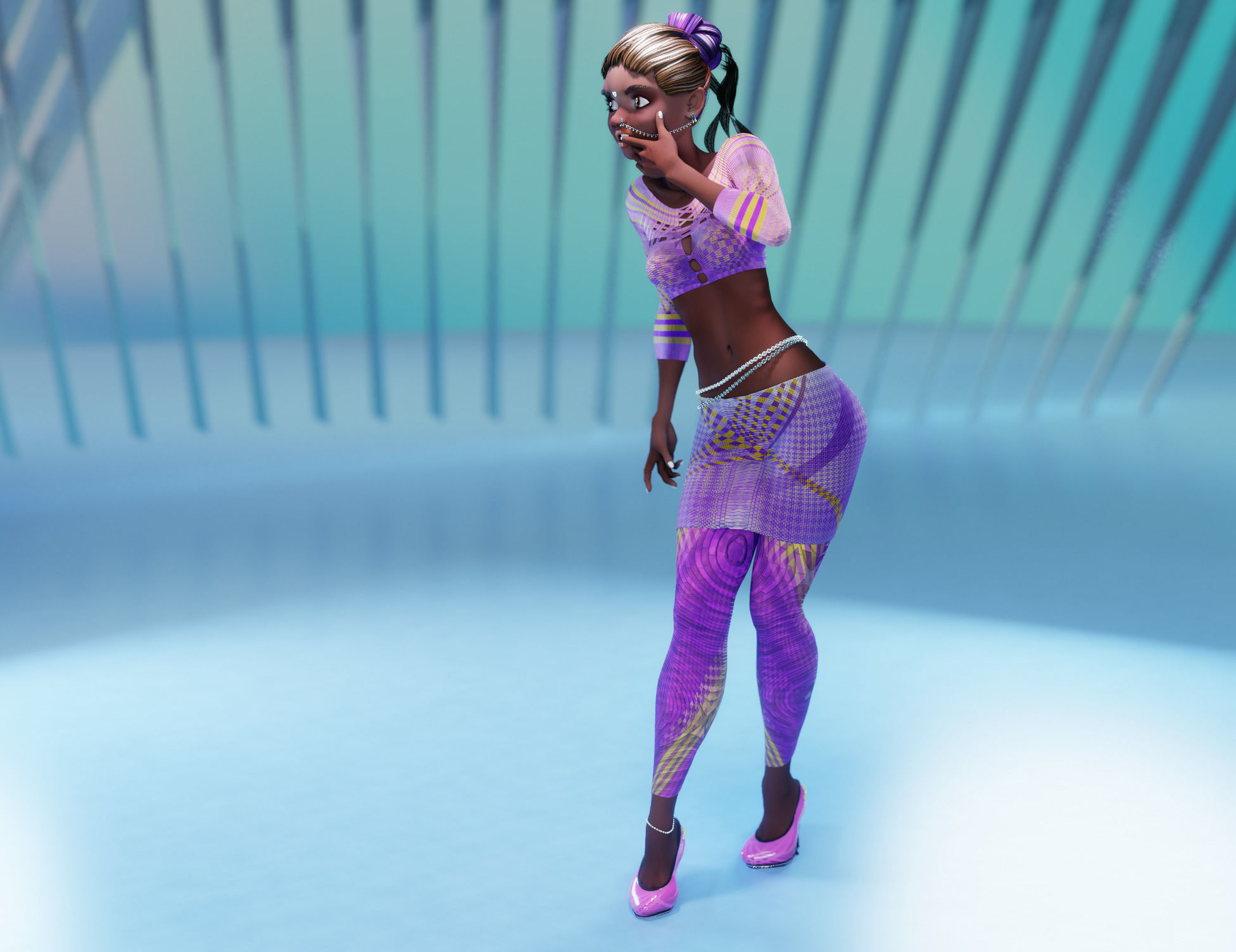 Endeara Devika Female Blender Rigged Character 3D model_7