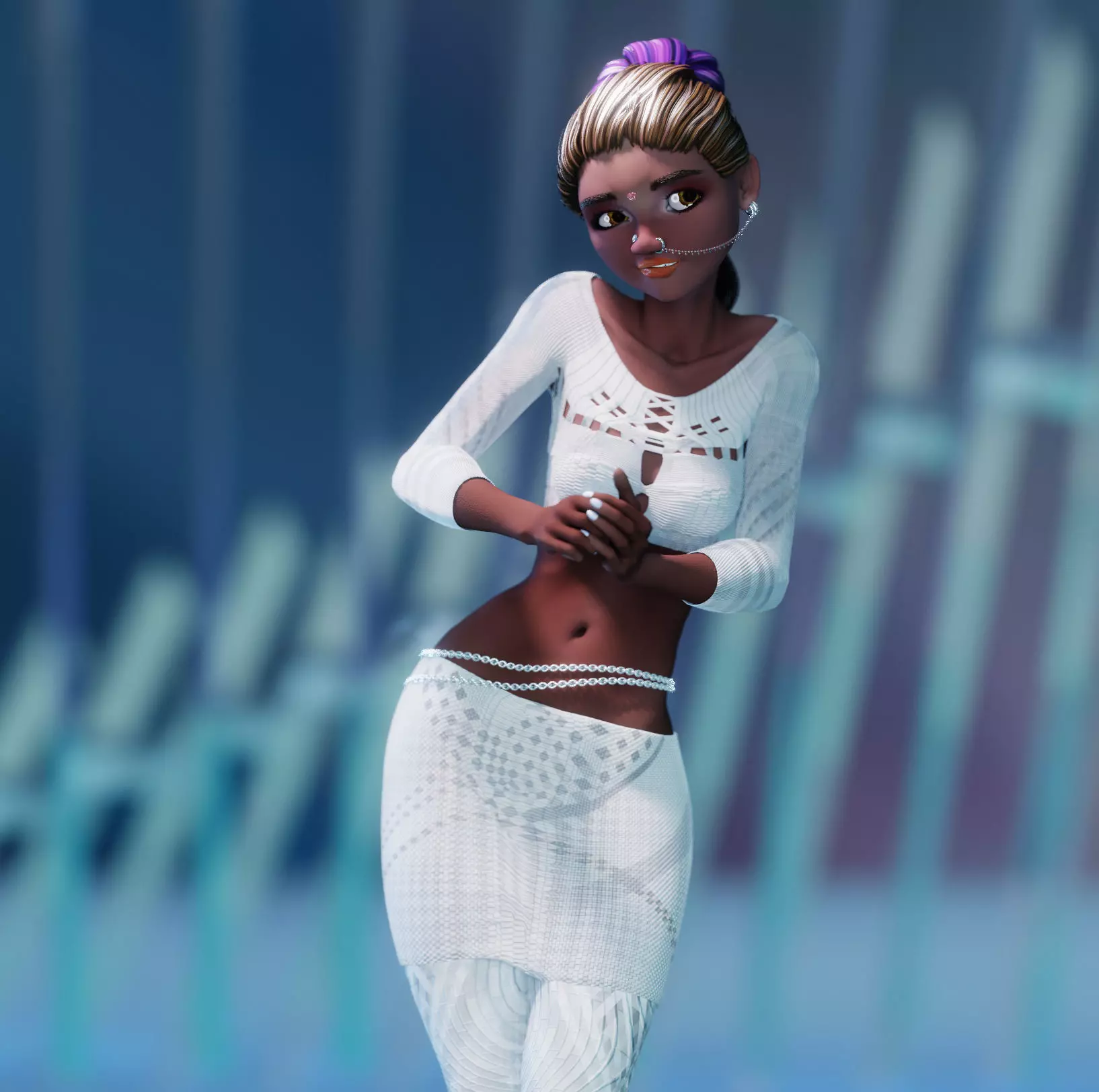 Endeara Devika Female Blender Rigged Character 3D model_0