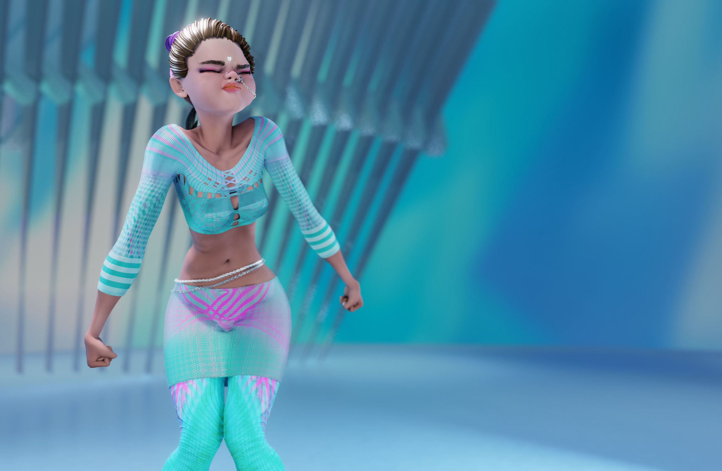 Endeara Devika Female Blender Rigged Character 3D model_2