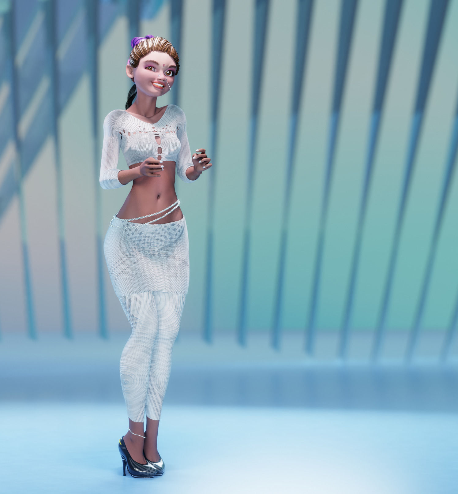 Endeara Devika Female Blender Rigged Character 3D model_16