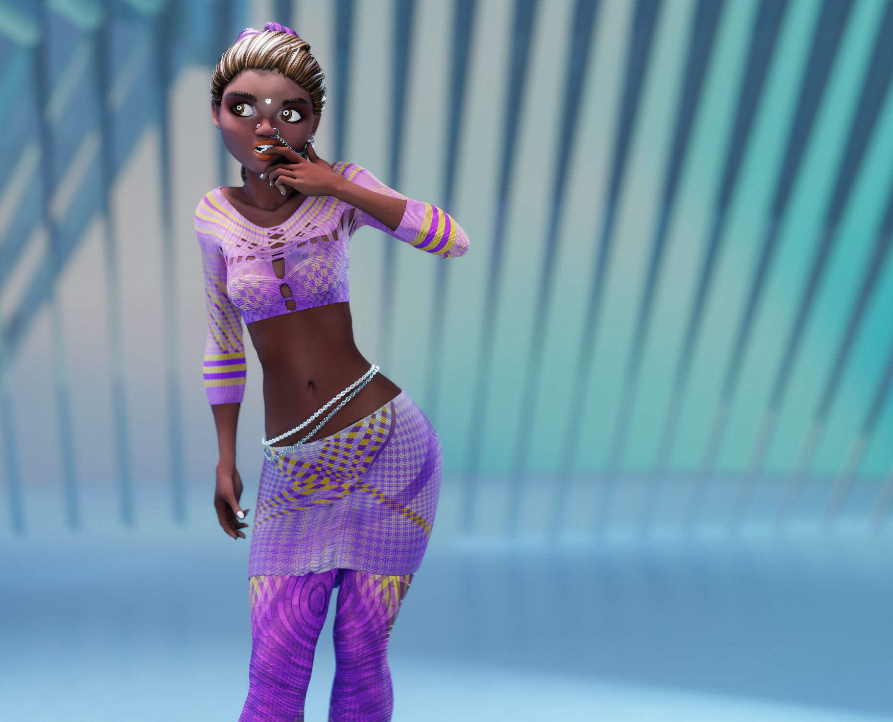 Endeara Devika Female Blender Rigged Character 3D model_12