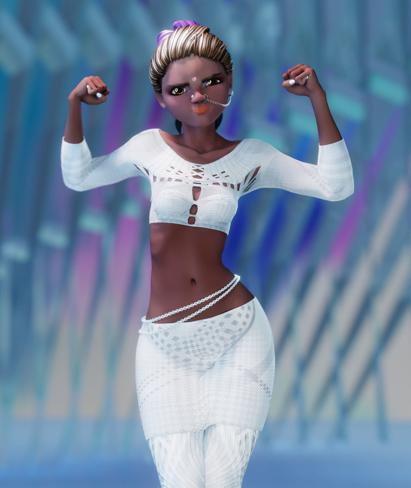 Endeara Devika Female Blender Rigged Character 3D model_3