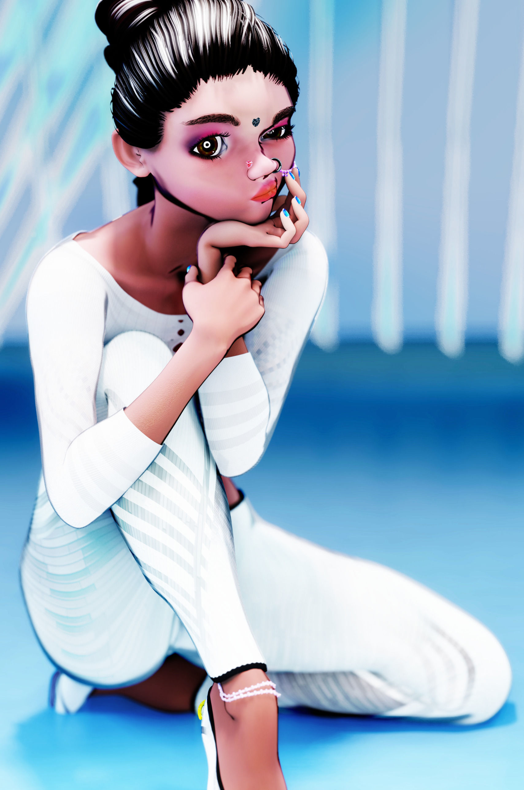 Endeara Devika Female Blender Rigged Character 3D model_1