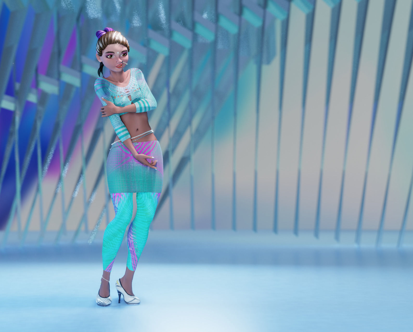 Endeara Devika Female Blender Rigged Character 3D model_8