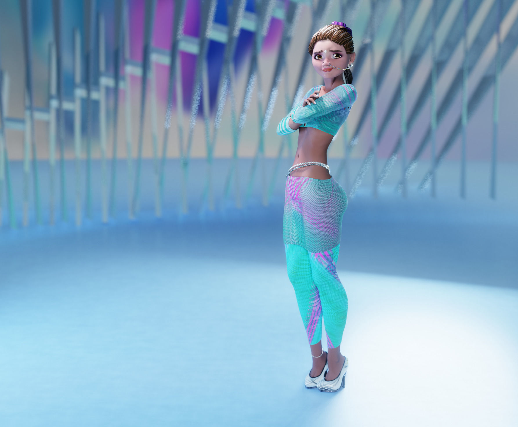 Endeara Devika Female Blender Rigged Character 3D model_13