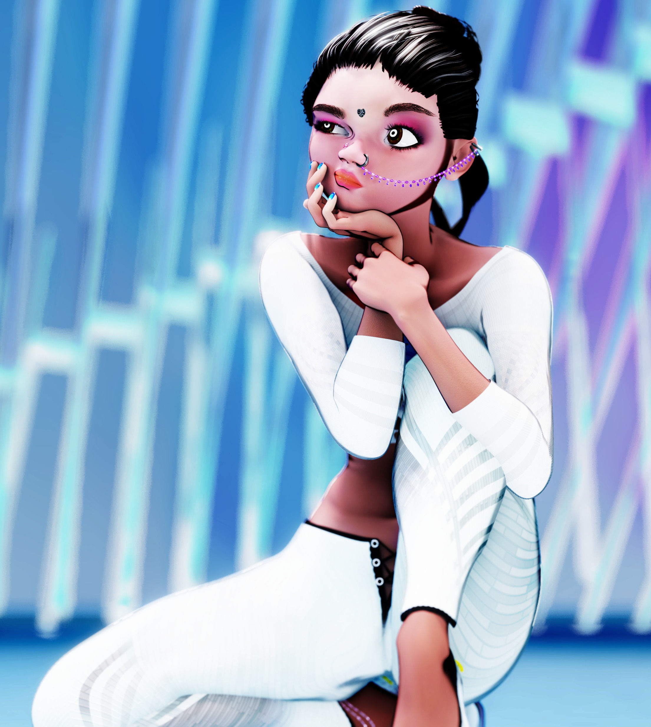 Endeara Devika Female Blender Rigged Character 3D model_9