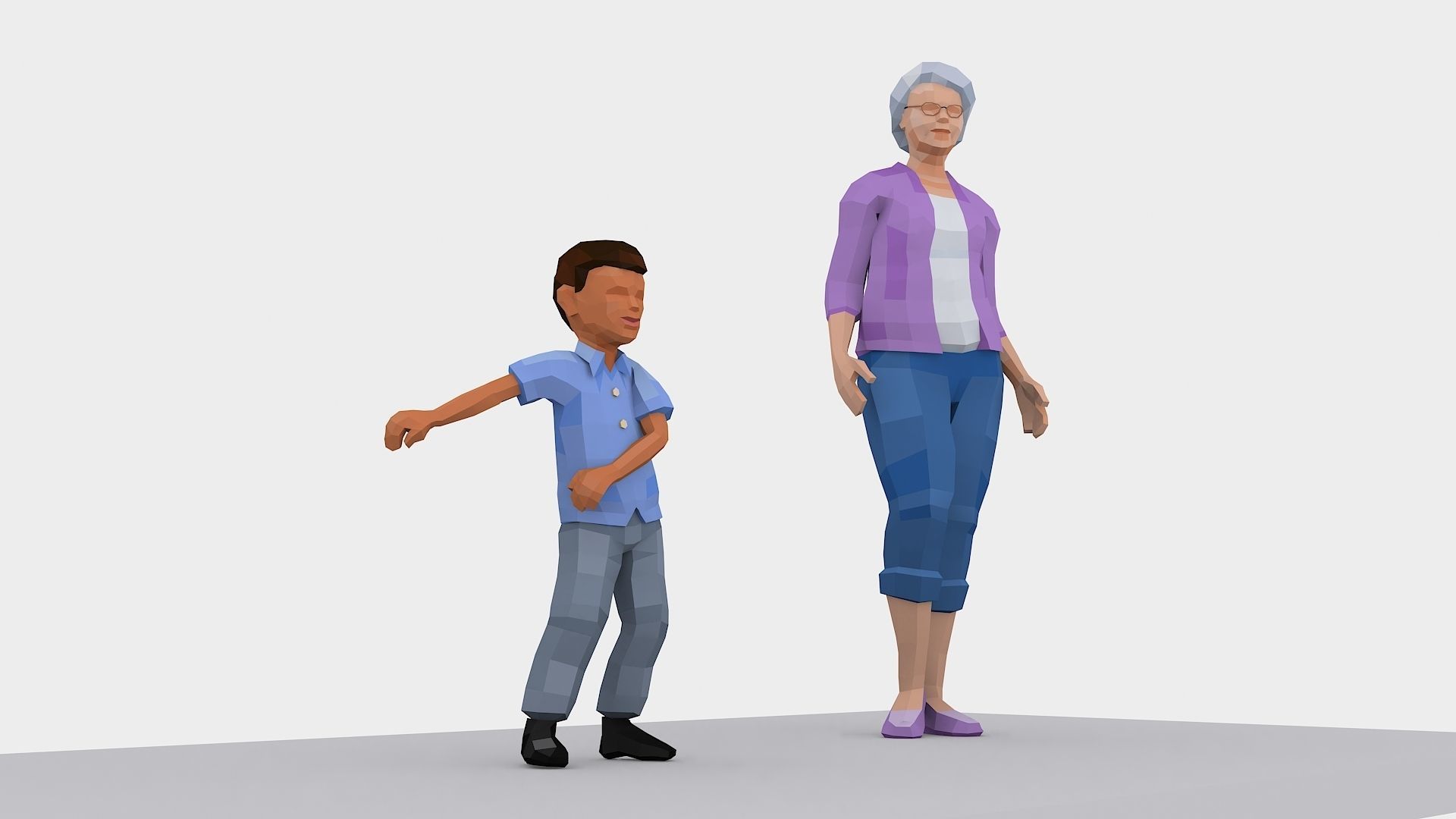 Low Poly People Free Sample Pack Free low-poly 3D model_5
