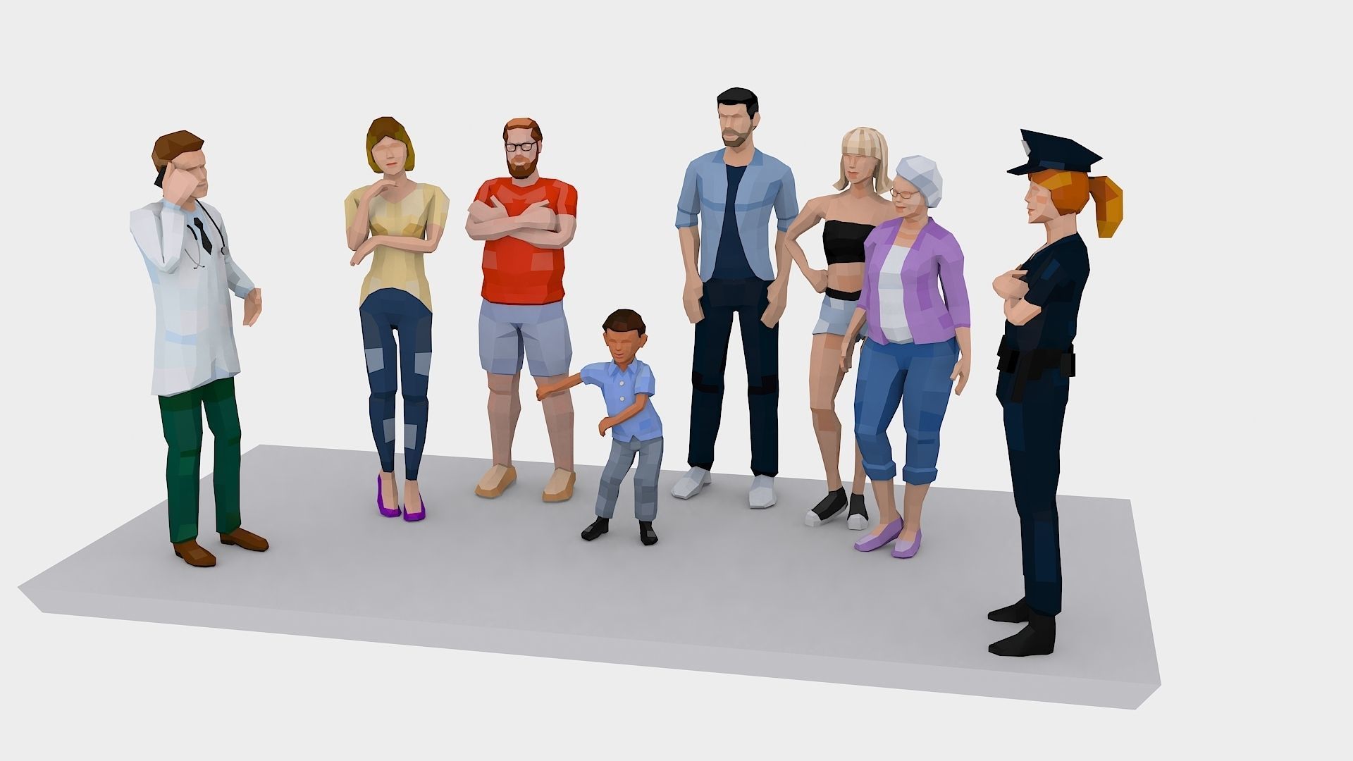 Low Poly People Free Sample Pack Free low-poly 3D model_2