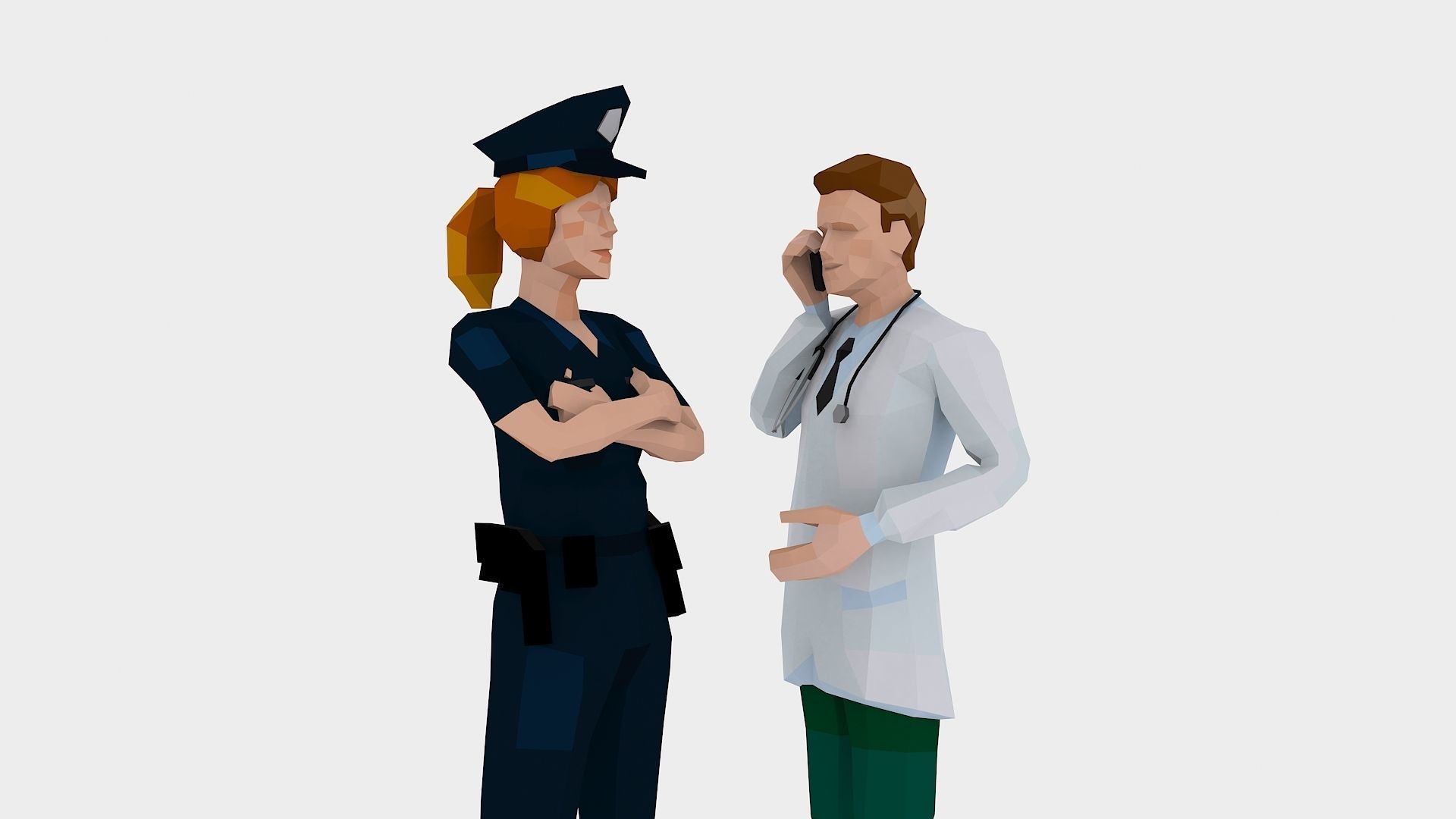 Low Poly People Free Sample Pack Free low-poly 3D model_6