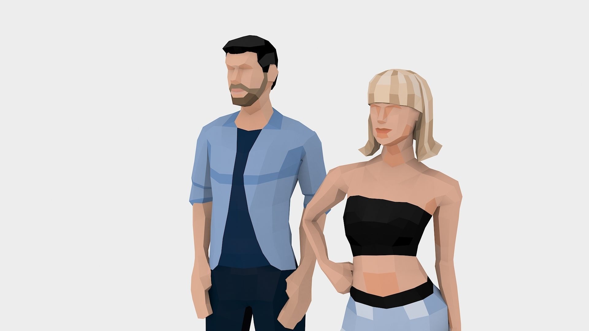 Low Poly People Free Sample Pack Free low-poly 3D model_4