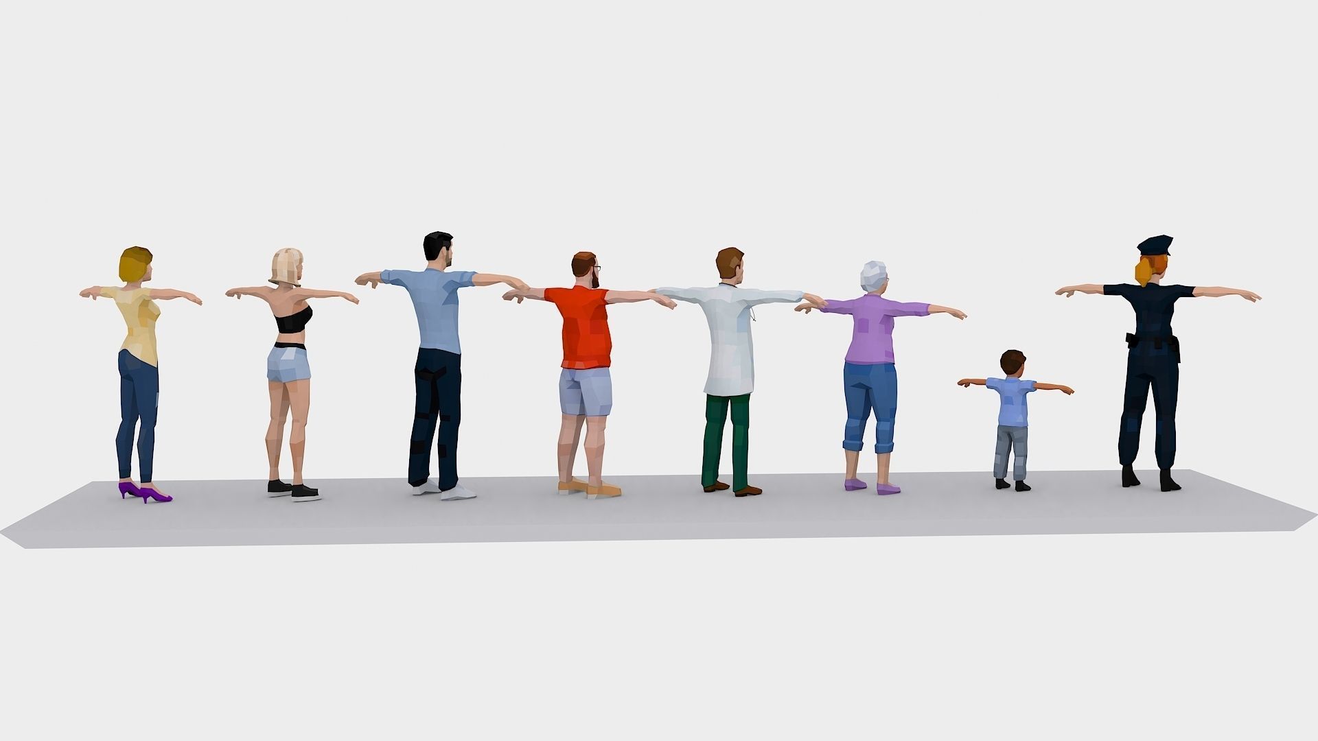 Low Poly People Free Sample Pack Free low-poly 3D model_8