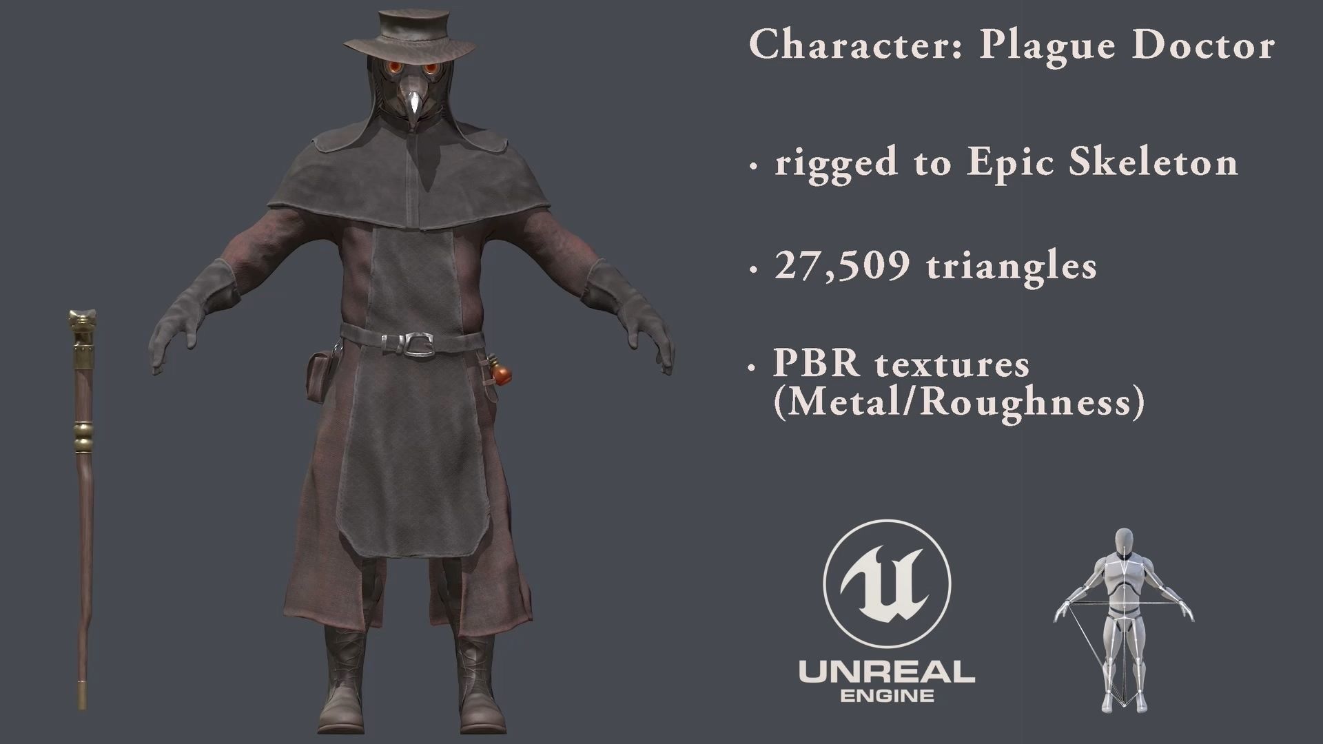 Plague Doctor Low-poly 3D model_2