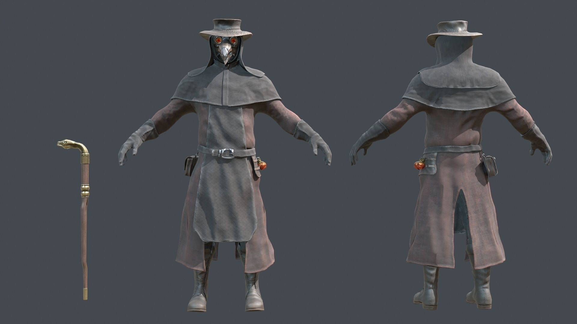 Plague Doctor Low-poly 3D model_5