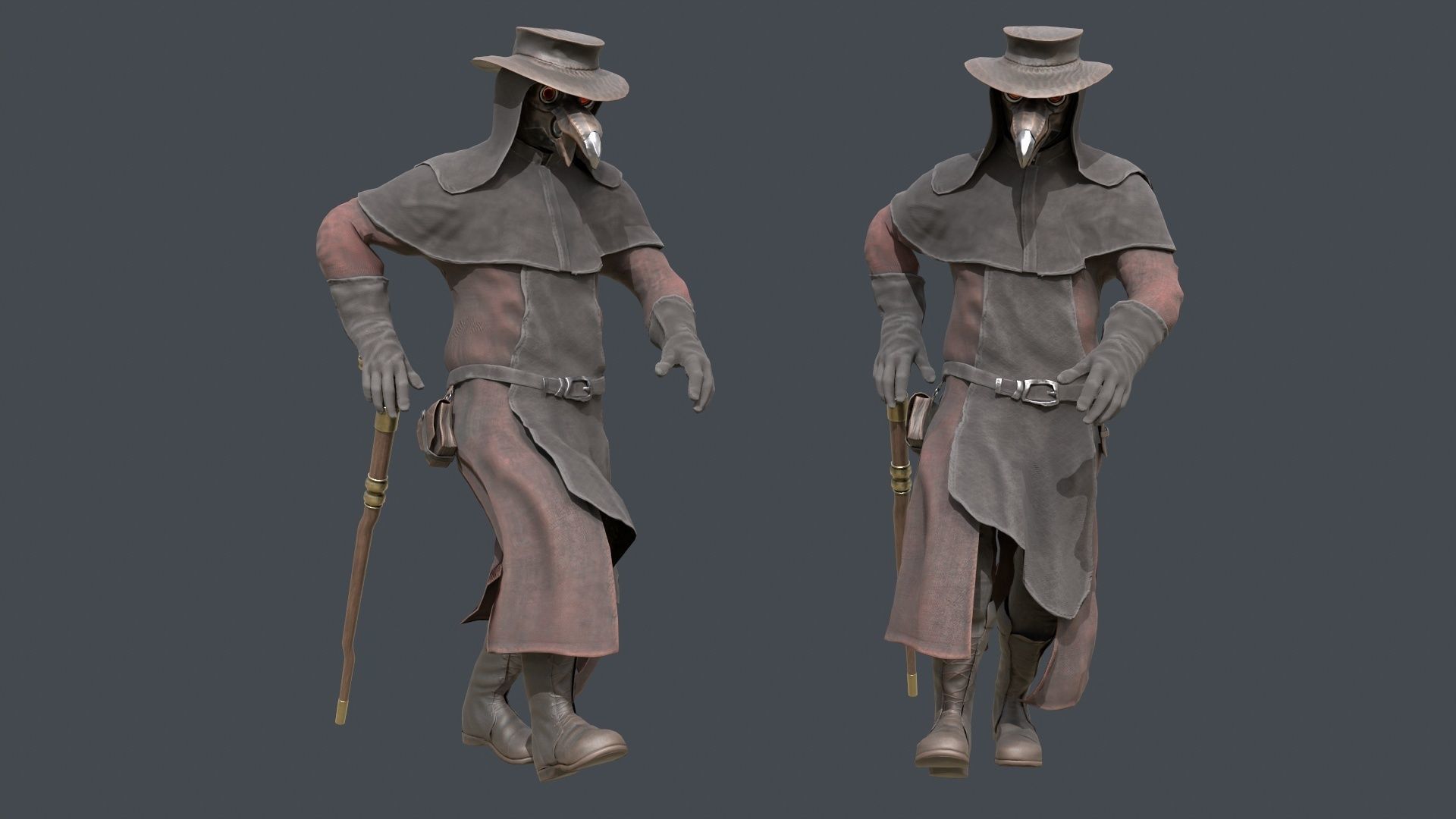 Plague Doctor Low-poly 3D model_3