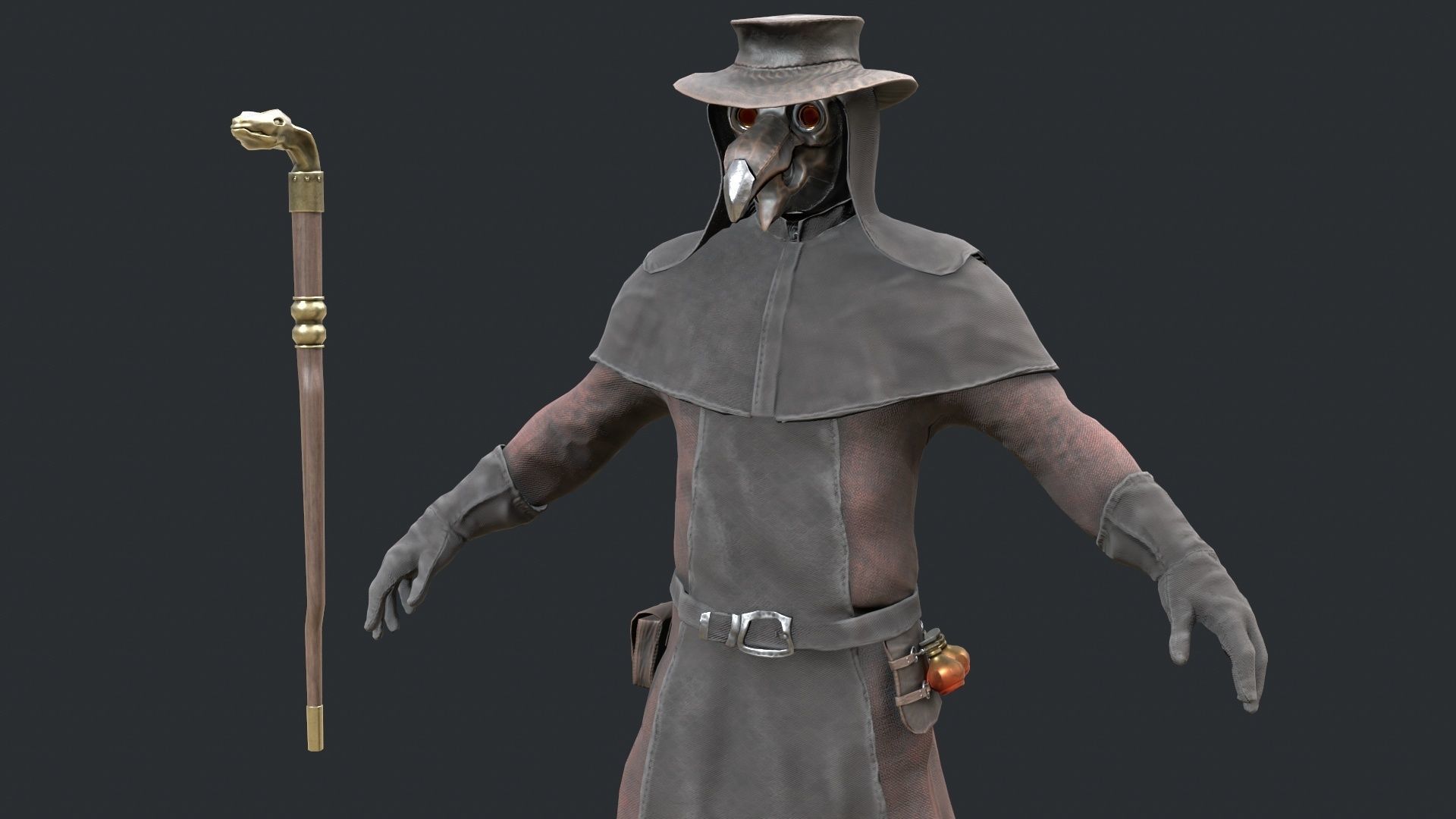 Plague Doctor Low-poly 3D model_0