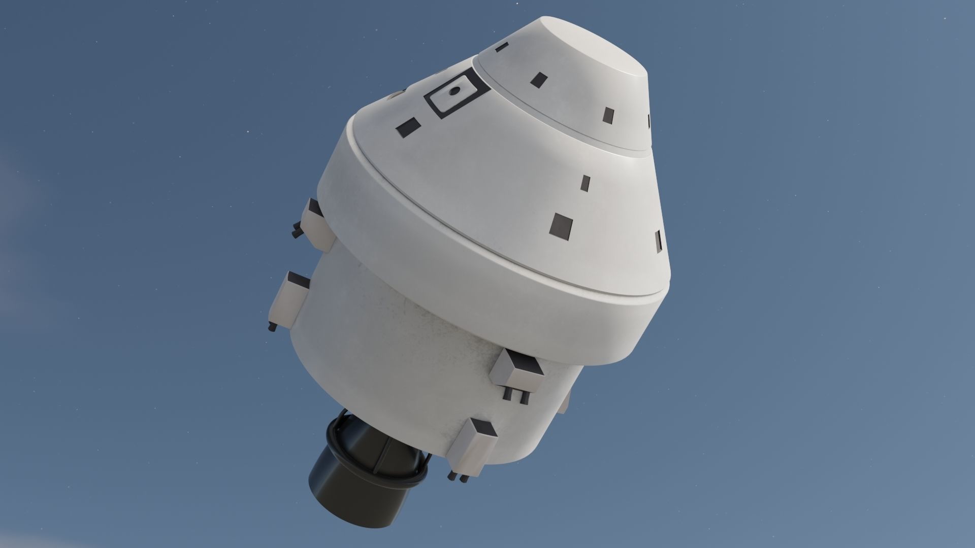 Spaceship spacecraft flying in sky Low-poly 3D model_2