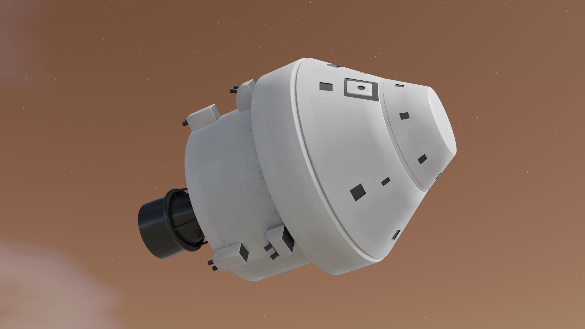 Spaceship spacecraft flying in sky Low-poly 3D model_10