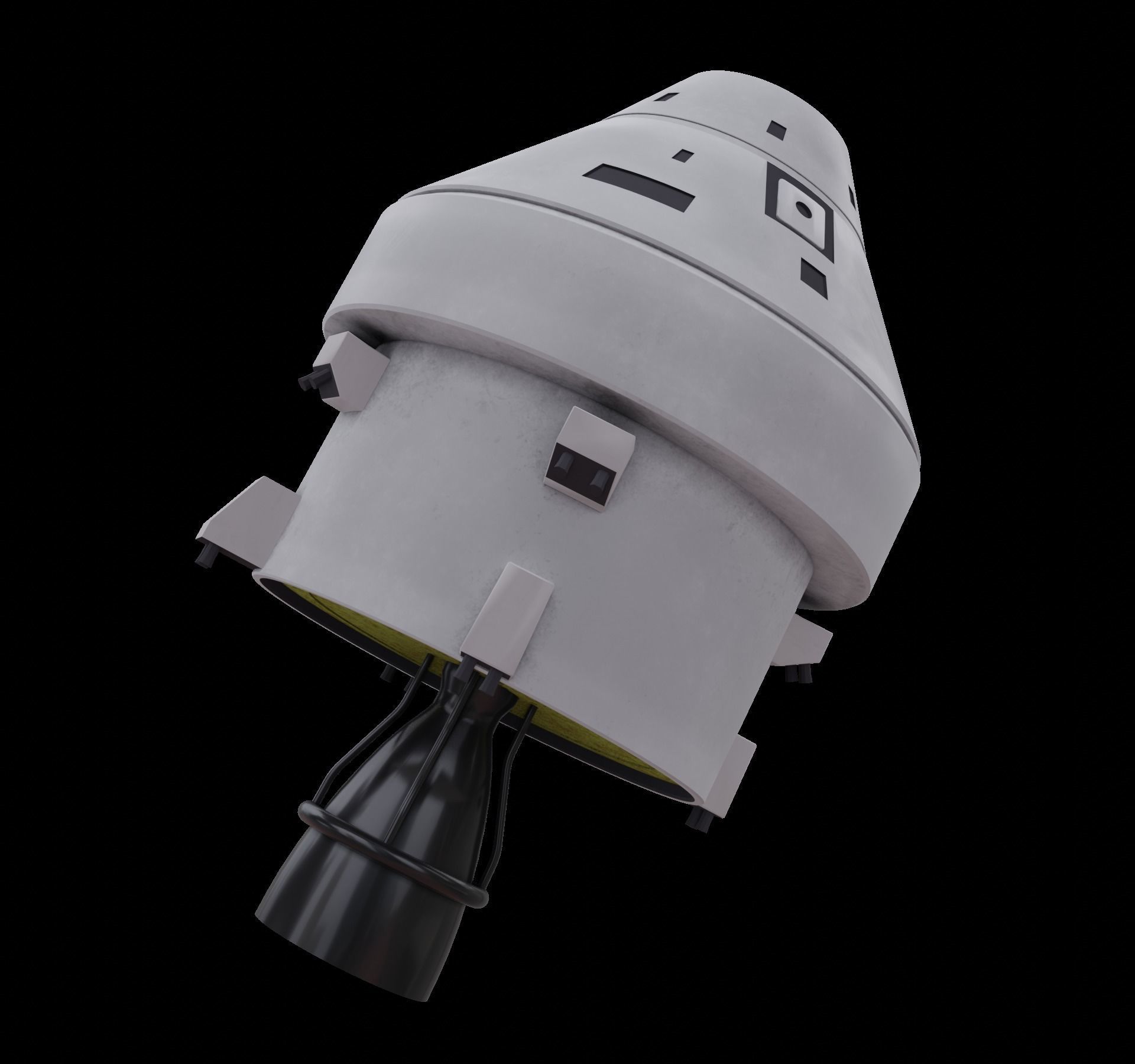 Spaceship spacecraft flying in sky Low-poly 3D model_13