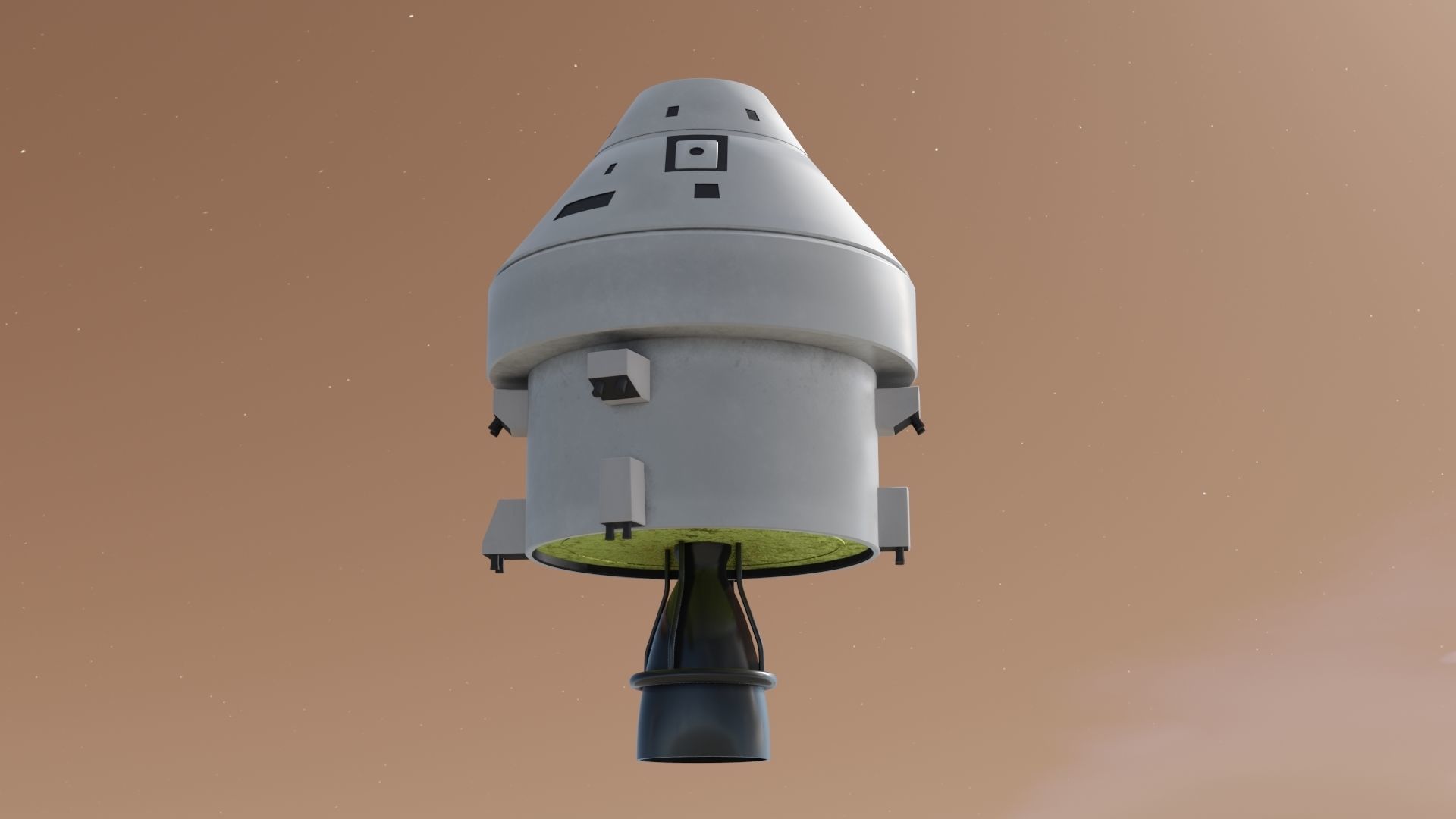Spaceship spacecraft flying in sky Low-poly 3D model_6