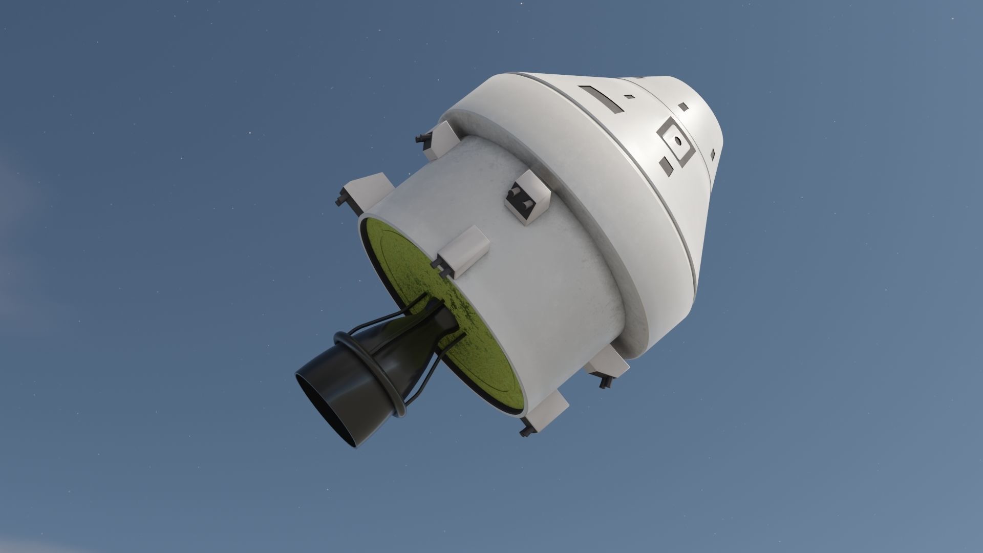 Spaceship spacecraft flying in sky Low-poly 3D model_3